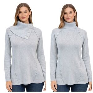 White House Black Market Light Ice Blue Metallic Versatile Sweater